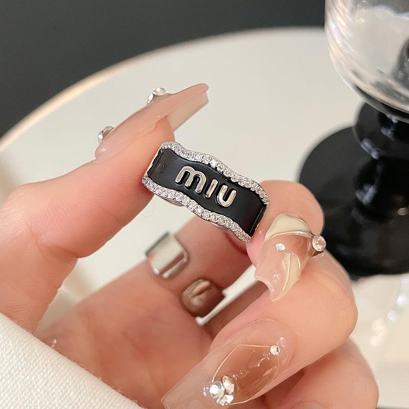 Round Butterfly Drip Oil Series Open Ring Zircon Personality Advanced Sense Niche Design Sense Ring Female Adjustable opening