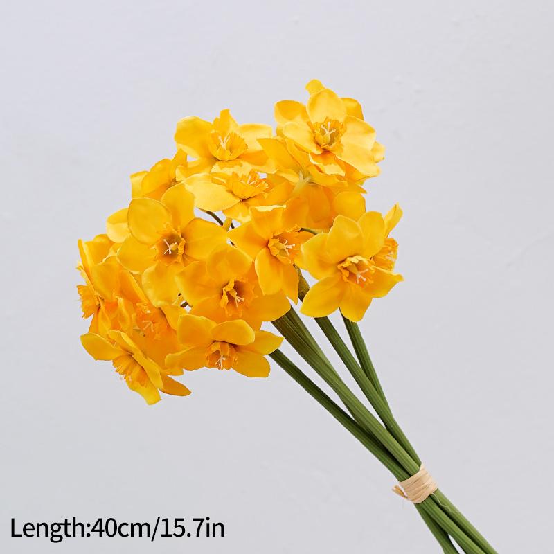 1/6pcs Artificial Narcissus Flower Simulated Fake Daffodil Bridal Bouquet for Wedding Home Garden Room Desktop Party Decoration