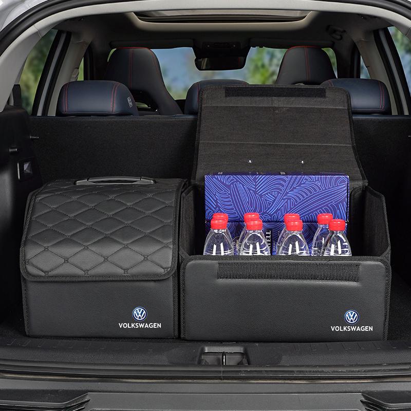 BIG1 Storage Leather Box Trunk Organizer Bag Large Capacity Foldable For VW Golf Polo Tiguan Touran Jetta Passat CC T5 GTI Beetle GTD