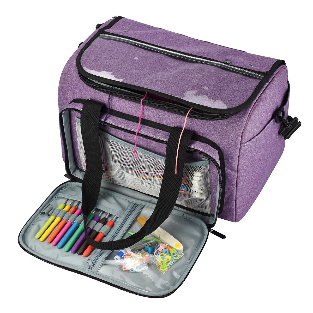 Waterproof Oxford Cloth Crochet & Knitting Tool Bag - Dustproof, Multifunctional Yarn Storage for Outdoor Travel