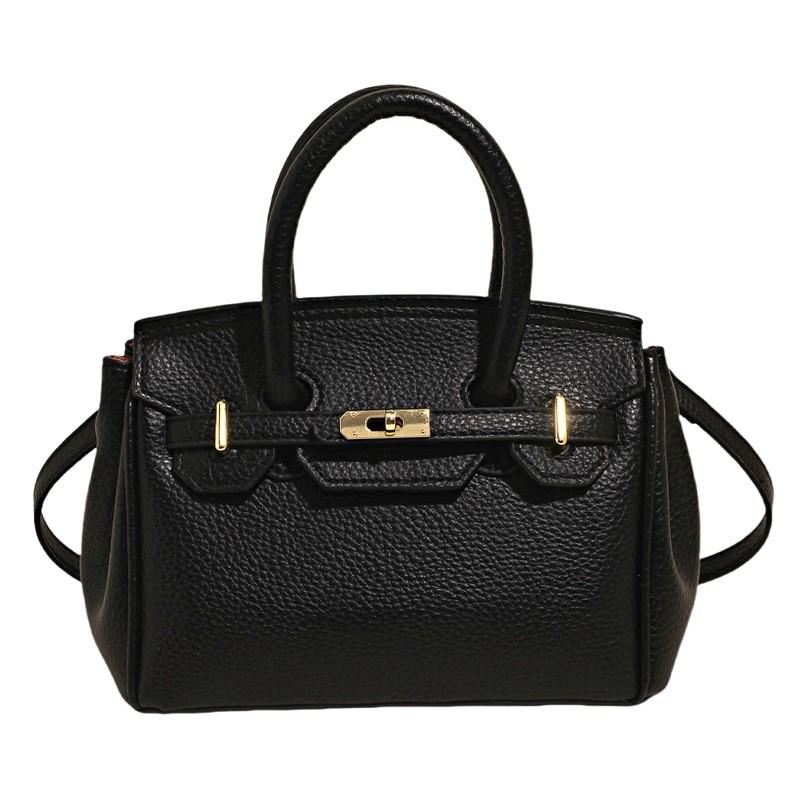Solid Color Handheld Leather Bag With Lock Closure For Casual Outings