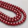 7-8MM Faceted Square Shape Ruby Color Chalcedony Natural Stone Loose Cube Spacer Beads for Jewelry Making Diy Bracelet Accessory