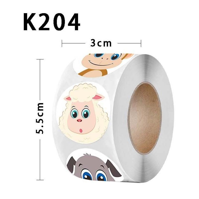 500pcs/roll Round Cat Funny Label Stickers for Packaging Phone Cases Suitcases Laptops Ins Hot Expression Stickers