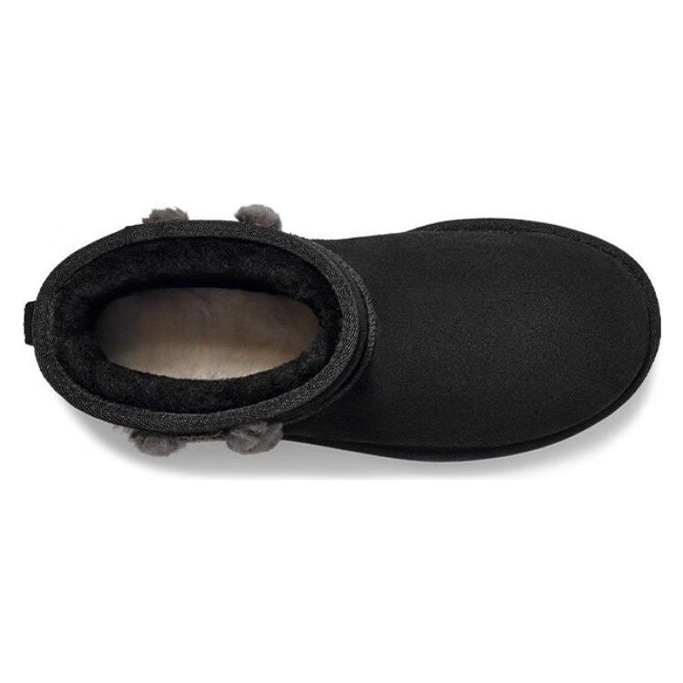 UGG Women's Classic Mini Shearling Logo Boot Black 1153473-BLK