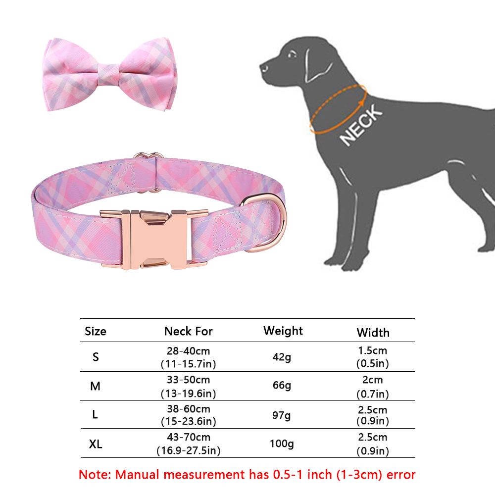 Classic Dog Collar with Bow Tie, Girl Boy Bowtie Quickly Release Buckle, Comfortable Soft Cute Collars for Puppy Small Medium Large Dogs