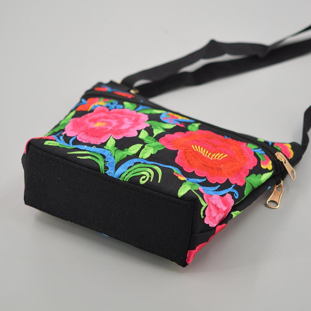 Ethnic Style Canvas Crossbody Bag With Embroidery For Casual Travel And Outings