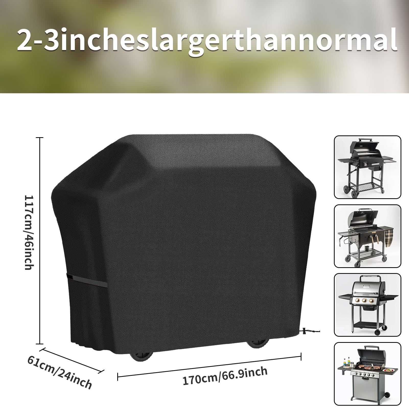 Stil 4 Große Grillabdeckung Reißfest Garten Wasserdicht BBQ Gas Möbelabdeckungen Anti-UV Lichtbeständig Verstellbare Abdeckung Schwarz 1pcs