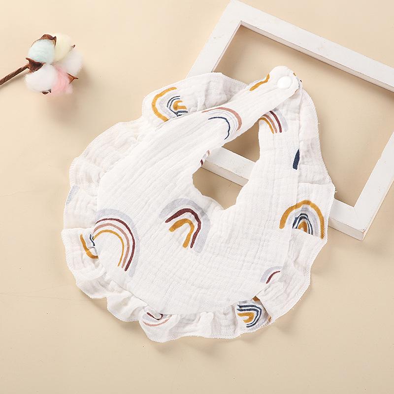 Cherry Rainbow Ruffle Edge Pure Cotton Baby Bib