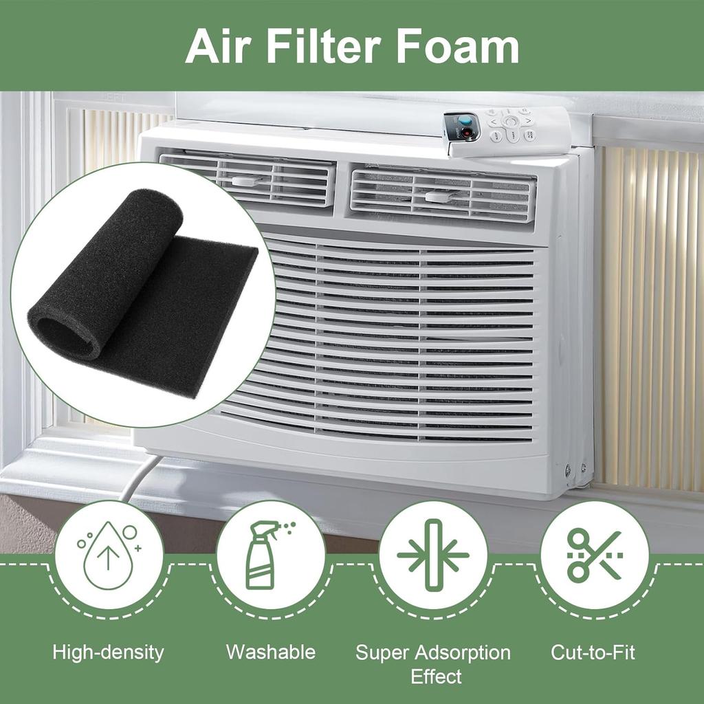Air Filter Foam Sheet Material Replacement for UNI 12" x 24" x 3/8" 40PPI Coarse Foam Pad Pre Filter Media Washable, Cut to Fit Air Conditioner,