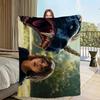 Warm Flannel Horror Unicorn Plush Throw Blanket for Sofa Living Room Movie Office Bedroom Travel Gift