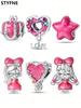 Kupfer Elegant Schön Wunderbar Vergoldet Echtes Charm Rosa Schleife Herz Perle Passt Armbänder Damen Schmuck Geschenke