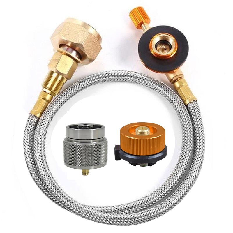 German Standard LPG Stove Head: Outdoor Gas Can Adapter with Long Flat Cassette and Inflatable Valve Connector Pipe
