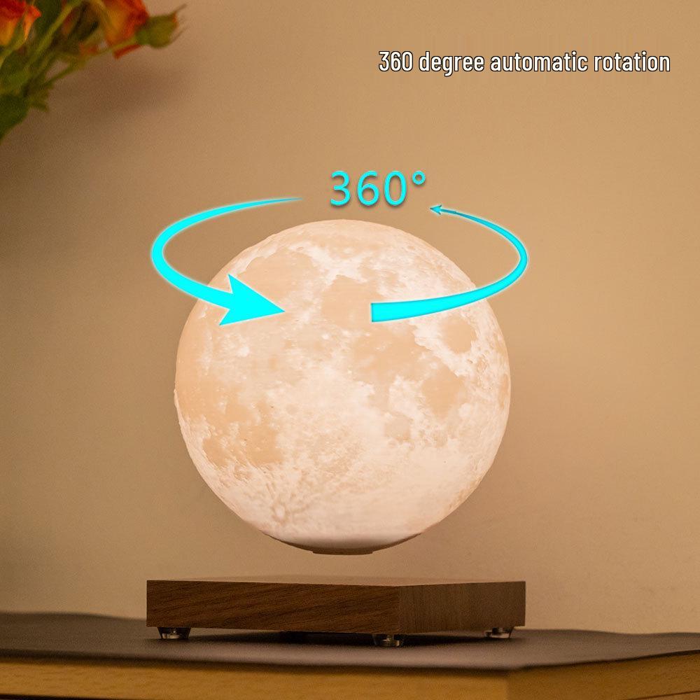 Walnut Wood Magnetic Levitation Moon Lamp: 3D Printed Smart Night Light