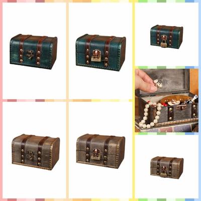 Pirat Holz Retro Schatztruhe Antik mit Schnallenverschluss Schmuck Organizer Box Praktische Aufbewahrungsbox Allerlei