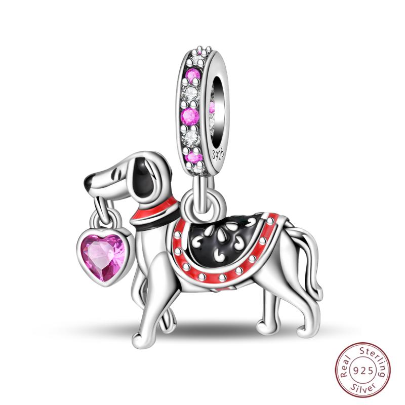 Copper Beaded Pendant Shiny Zircon Animal Elephant Puppy Original 3Mm Bracelet Women Fine Jewelry