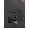 IELGY Crocodile Pattern Black Gold Bag, Large-capacity College-style High-end Commuting Shoulder Messenger Bag