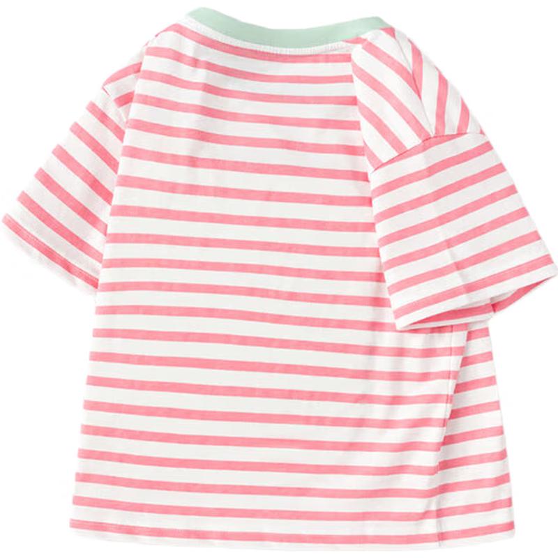 Balabala Kids  Short Sleeve Cotton Cartoon Striped T-Shirt 120