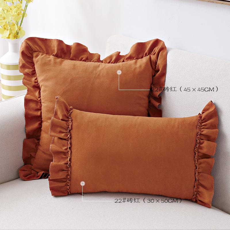 BUYNOW 1PC Suede Ruffle Skirt Small Fresh Pillowcase Pillowcase Sofa Pillowcase Bedside Cushion Cover Home Bedroom Decoration