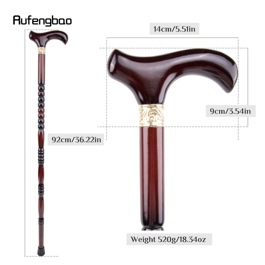 Red Wooden Single Joint Fashion Walking Stick Decorative Cospaly Cane Halloween Mace Crutch  Wand Crosier 92cm