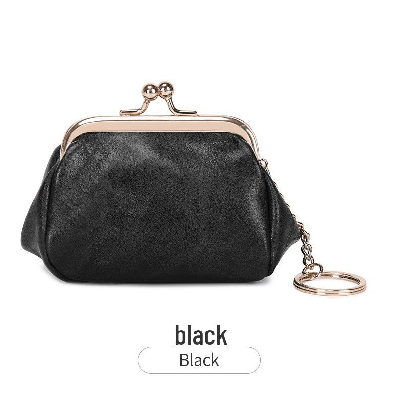 2023 Retro Clip Coin Purse: Small, Portable, Solid Color PU Key Bag for Versatile Storage