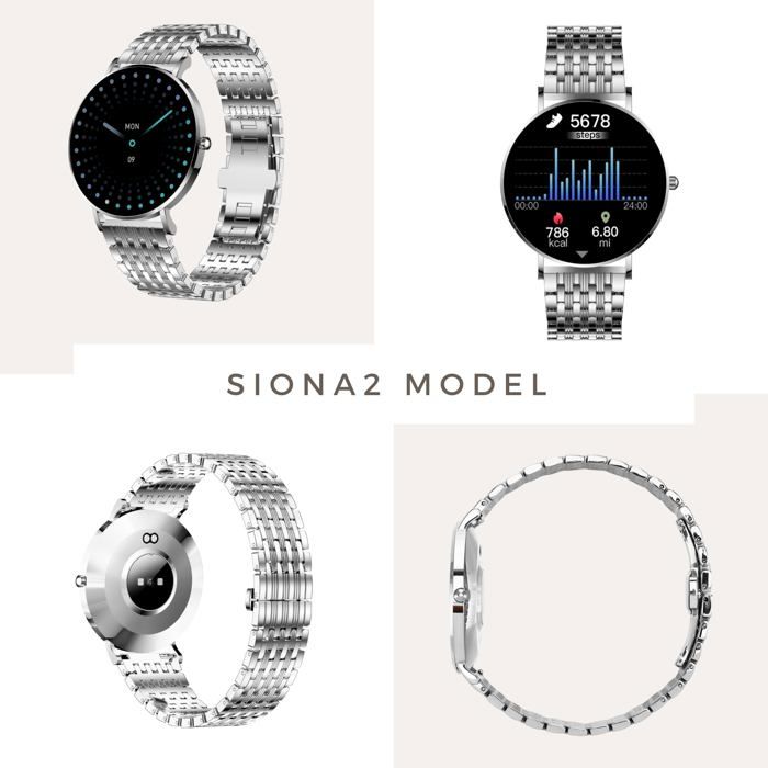 Montre intelligente élégante - XCOAST - SIONA 2 - Argent - Écran AMOLED 1.3 pouces - Étanchéité IP68