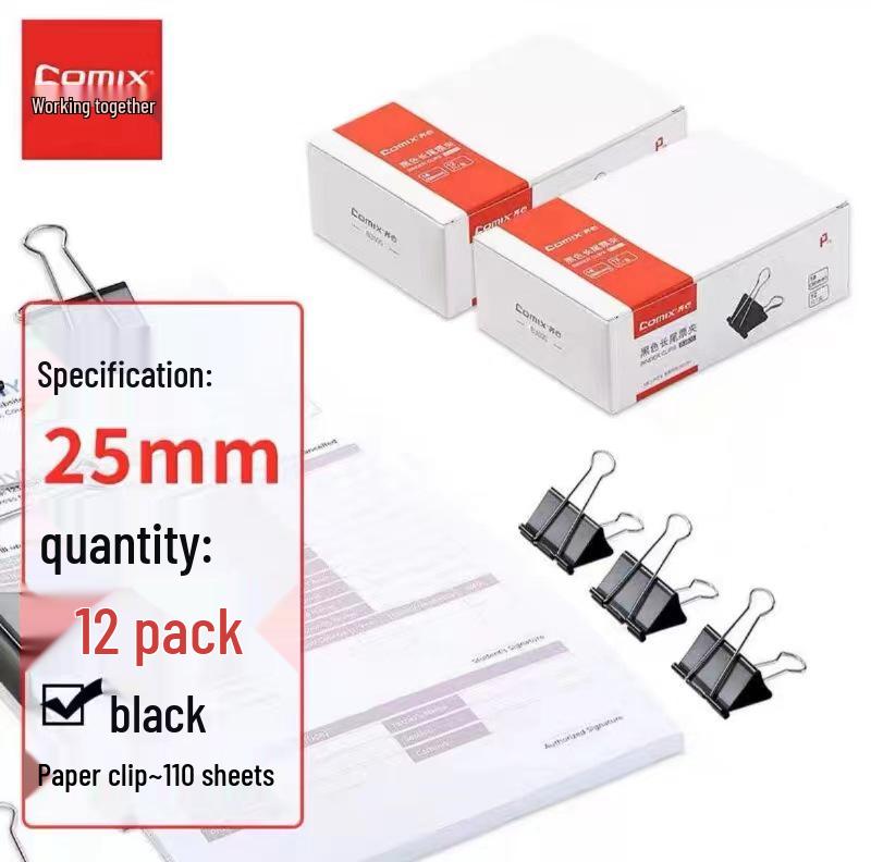 Qixin Swallowtail Clips: Effort-Saving, Colored Metal Clips for Office and Student Use, Available In Large, Medium, Small Sizes