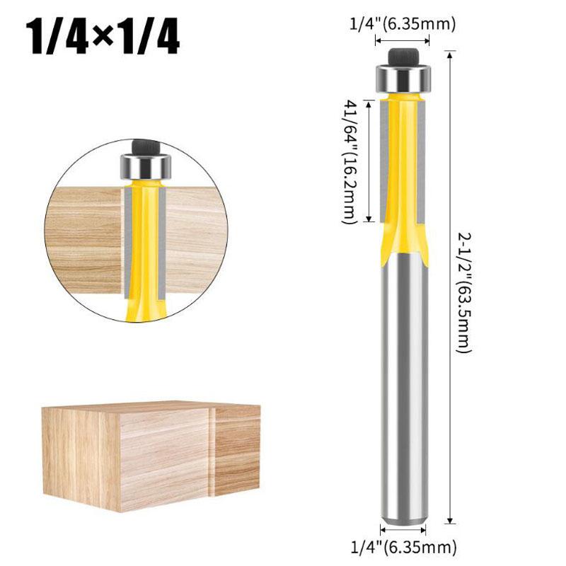 Three-edge Trimming Router Bit Woodworking Router Trimming Machine Milling Cutter Copying Slot Trimming Cutter 6mm 1/4inch shank