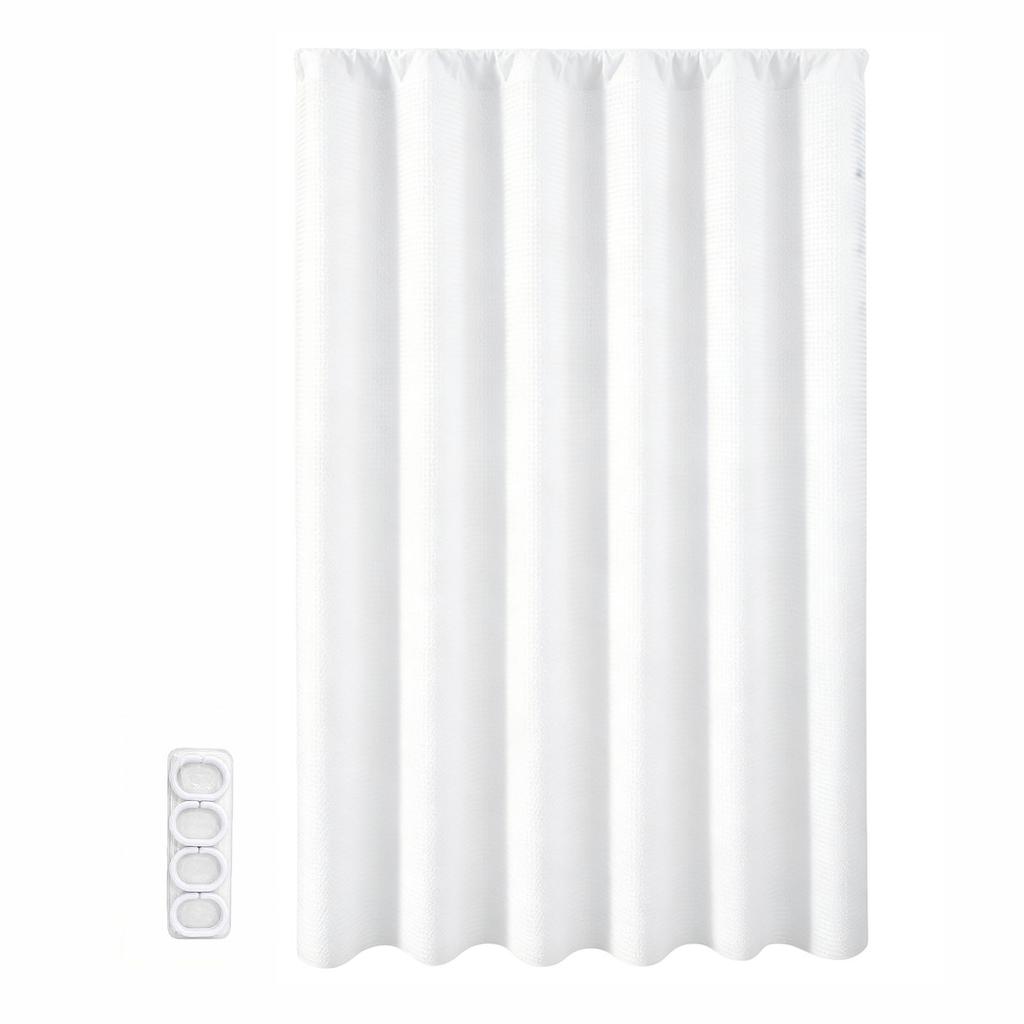 Shower Curtain with 12 Plastic Hooks, 180 cm, for Bathroom and Window