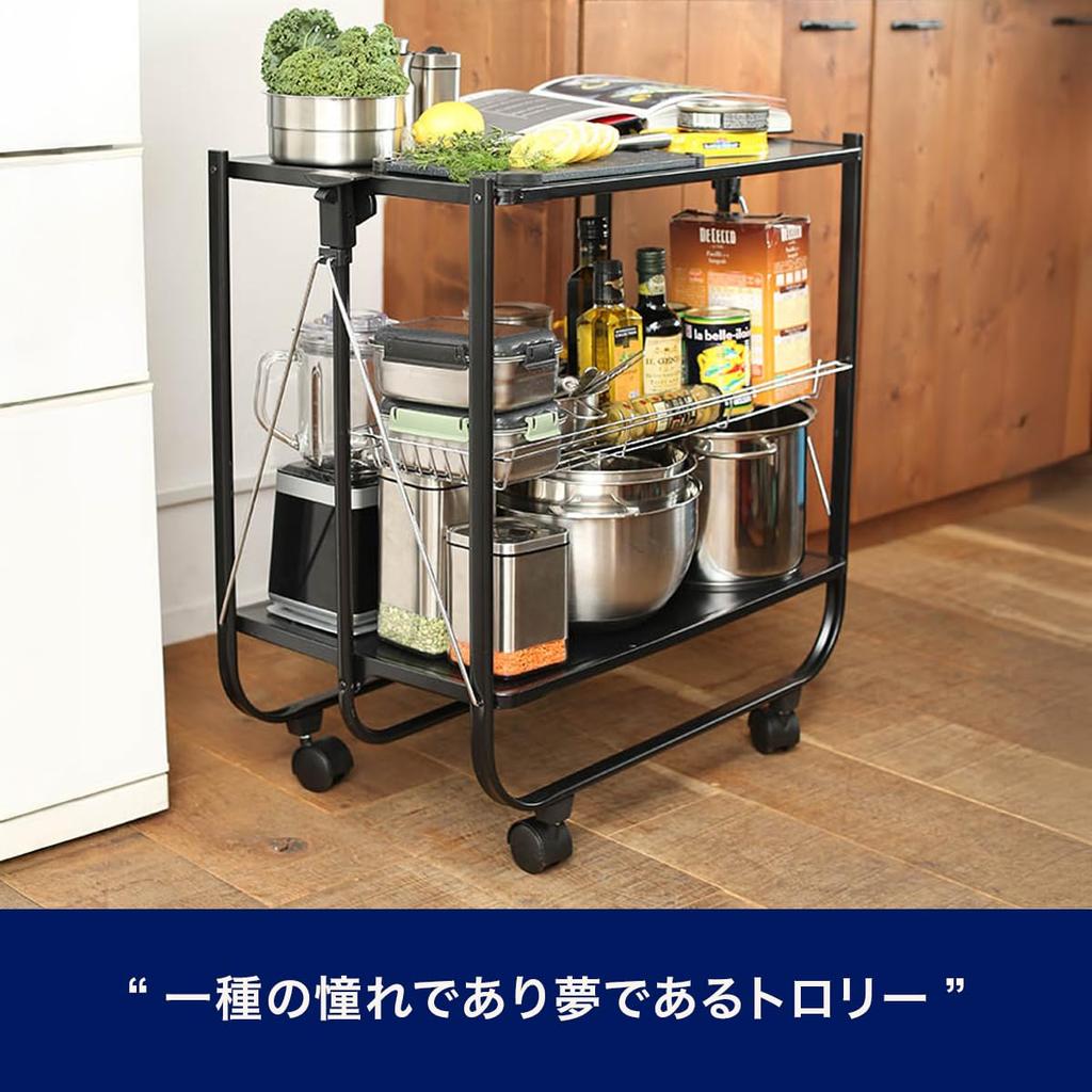 Dulton Folding Silver A trolley that is a kind of longing and a dream Storage shelf Rack Tool wagon Assembled Height 690mm Width 690mm Depth 405mm