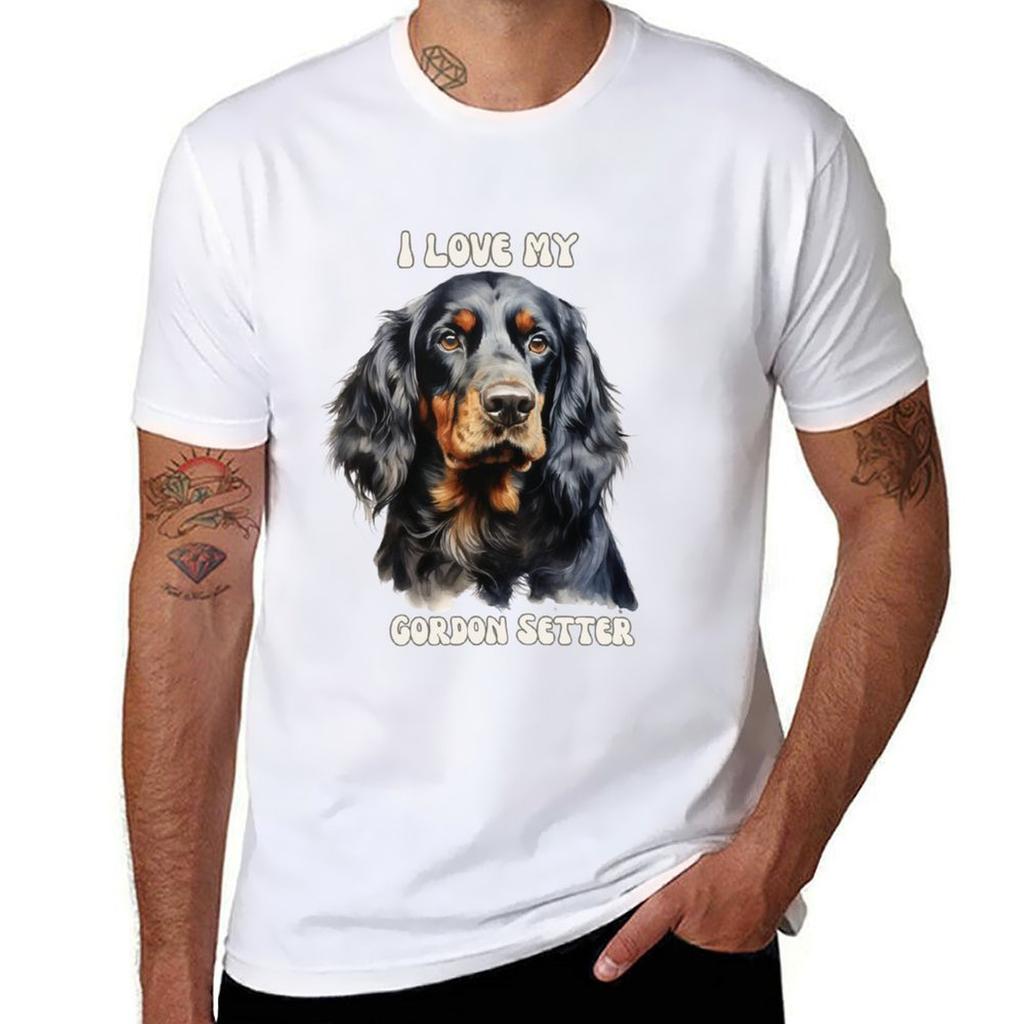 I Love My Gordon Setter TShirt Work Utility Casual Tee Shirt