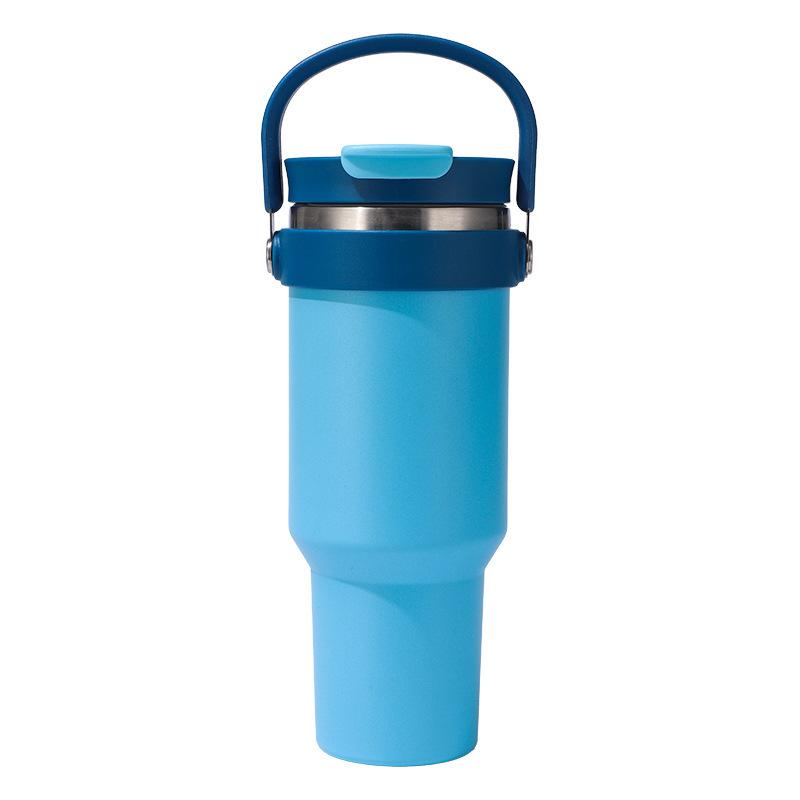 Kubek samochodowy Kubek termiczny Stal nierdzewna 304 Duża pojemność Domowy Uchwyt Słomka Podwójny napój Na zewnątrz