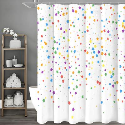 Colorful Stars Shower Curtain, Bathroom Decorative Shower Curtain, Waterproof Shower Curtain with Hooks