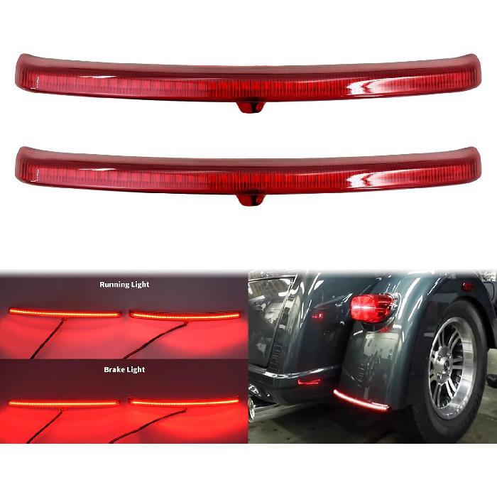 HDBUBALUS Motorcycle Rear Fender Blades Led Tail Light Brake Stop Running Lamp for Harley Touring Trike Glide 2009-2025 (Color: Red)