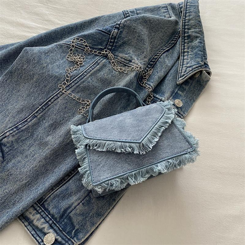 Fashionable Blue Mini Shoulder Bag Unique Design Small Square Purse For Women