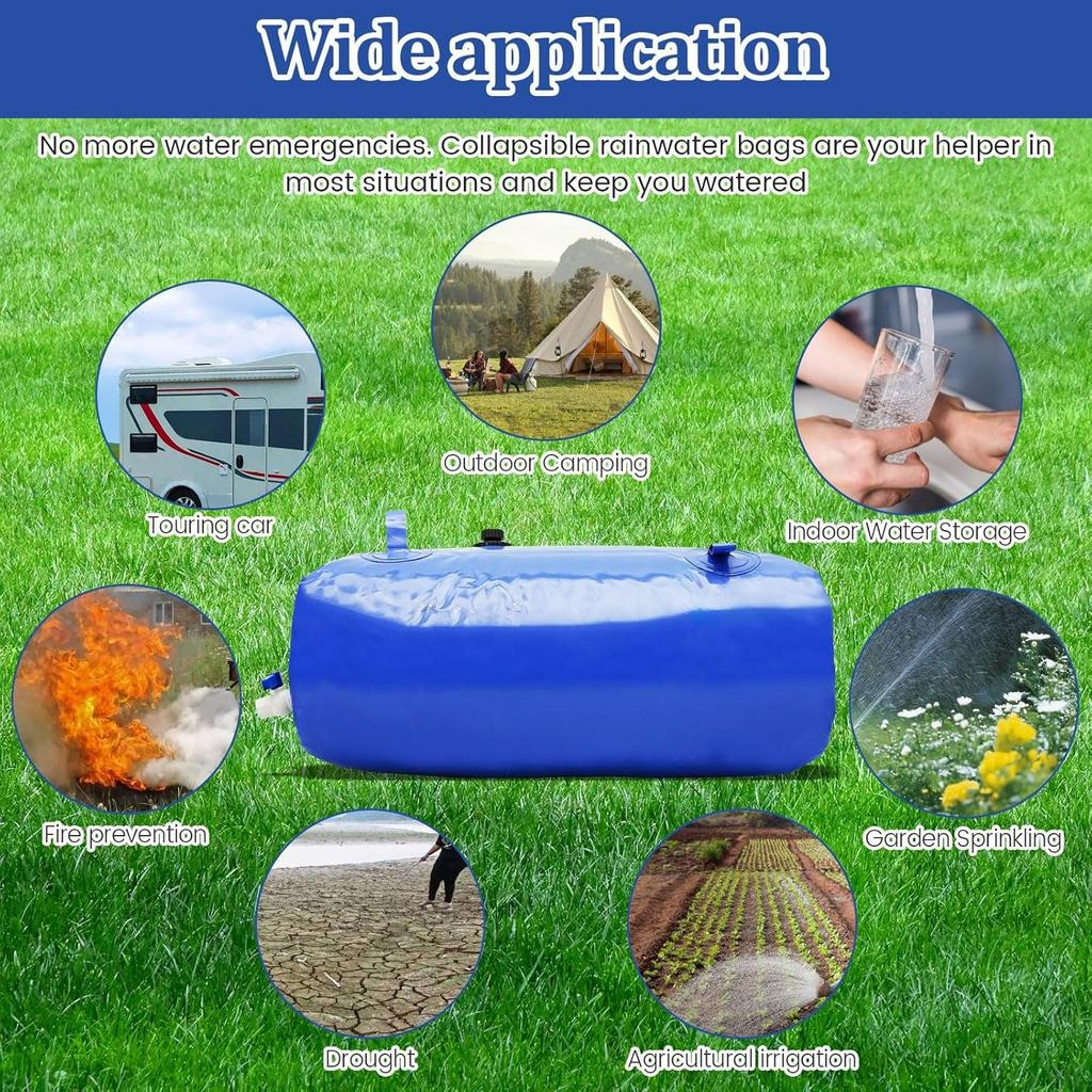 110LWater Container Collector Barrel Foldable Portable Pvc Water Bladder Tank with Inlet and Outlet Large Capacity Emergency Water Storage Tank Bag