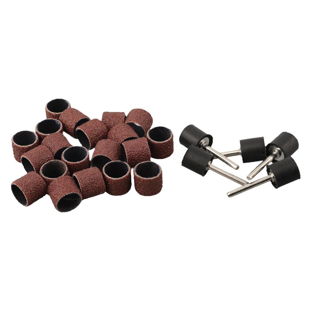 25Pcs Sanding Drum Kit Sanding Drum Ring With Rod Abrasive Rotary Grinding Head 40-320 1/2inch Sandpaper Tools For Woodworking