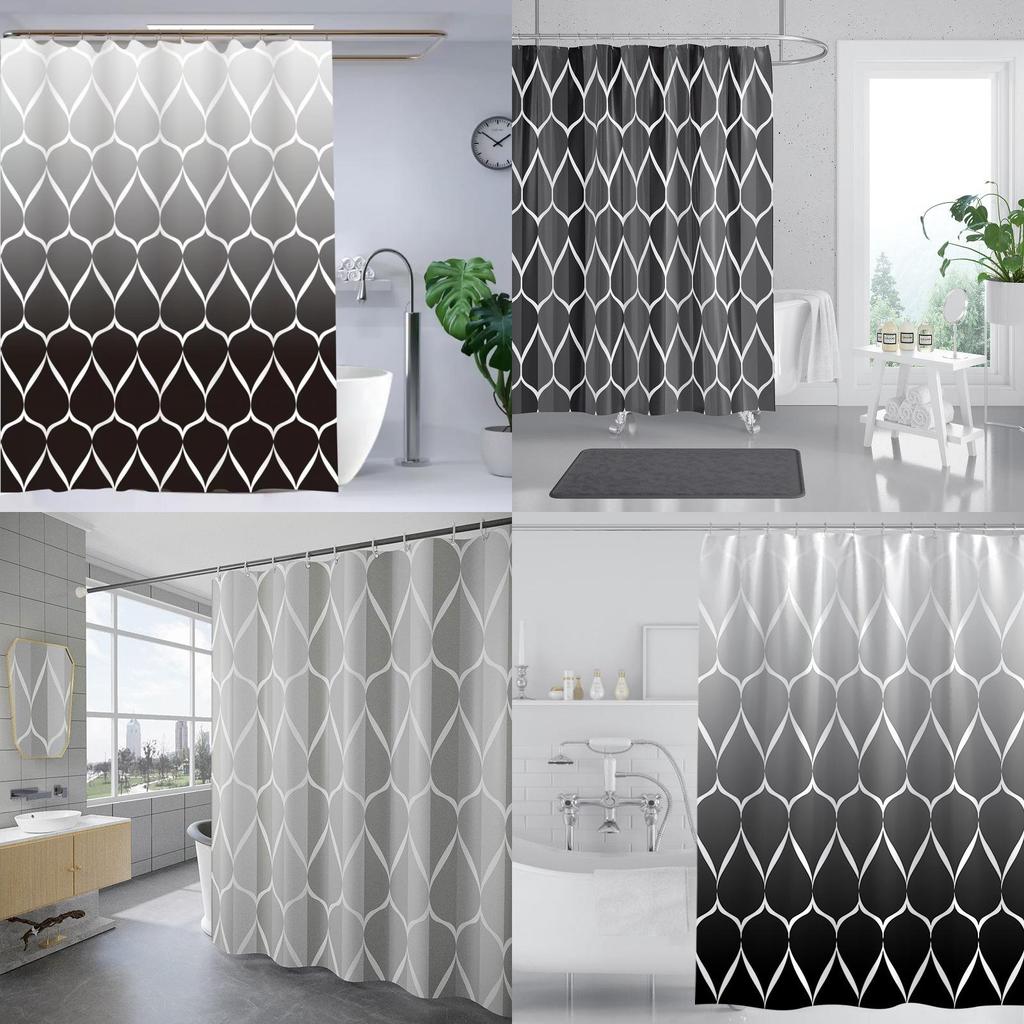 Curtains Shower Weighted Mould Proof Resistant Grey Black Shower Curtain Machine