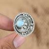 Round Larimar Gemstone Sterling Silver Trendy Birthday New Promise Ring Jewelry