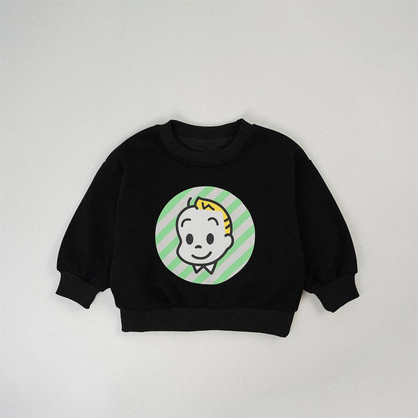 2025 Kids Cartoon Print Hoodie - Japanese Style Cotton Top for Girls & Boys, Autumn Fashion 120 cm чёрный