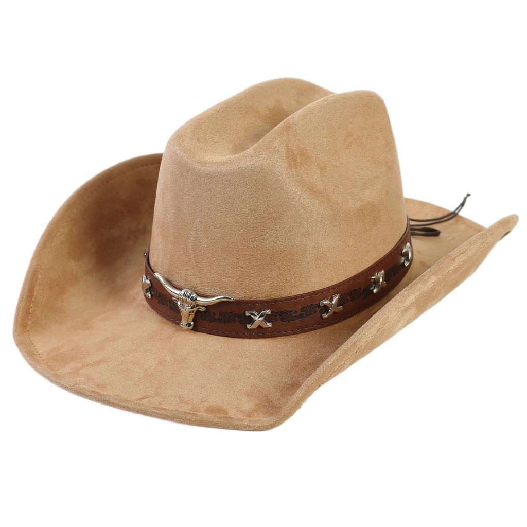 Popolare cappello western da cowboy in camoscio stile europeo e americano per uomo e donna, semplice e alla moda, a tesa larga, cappello jazz
