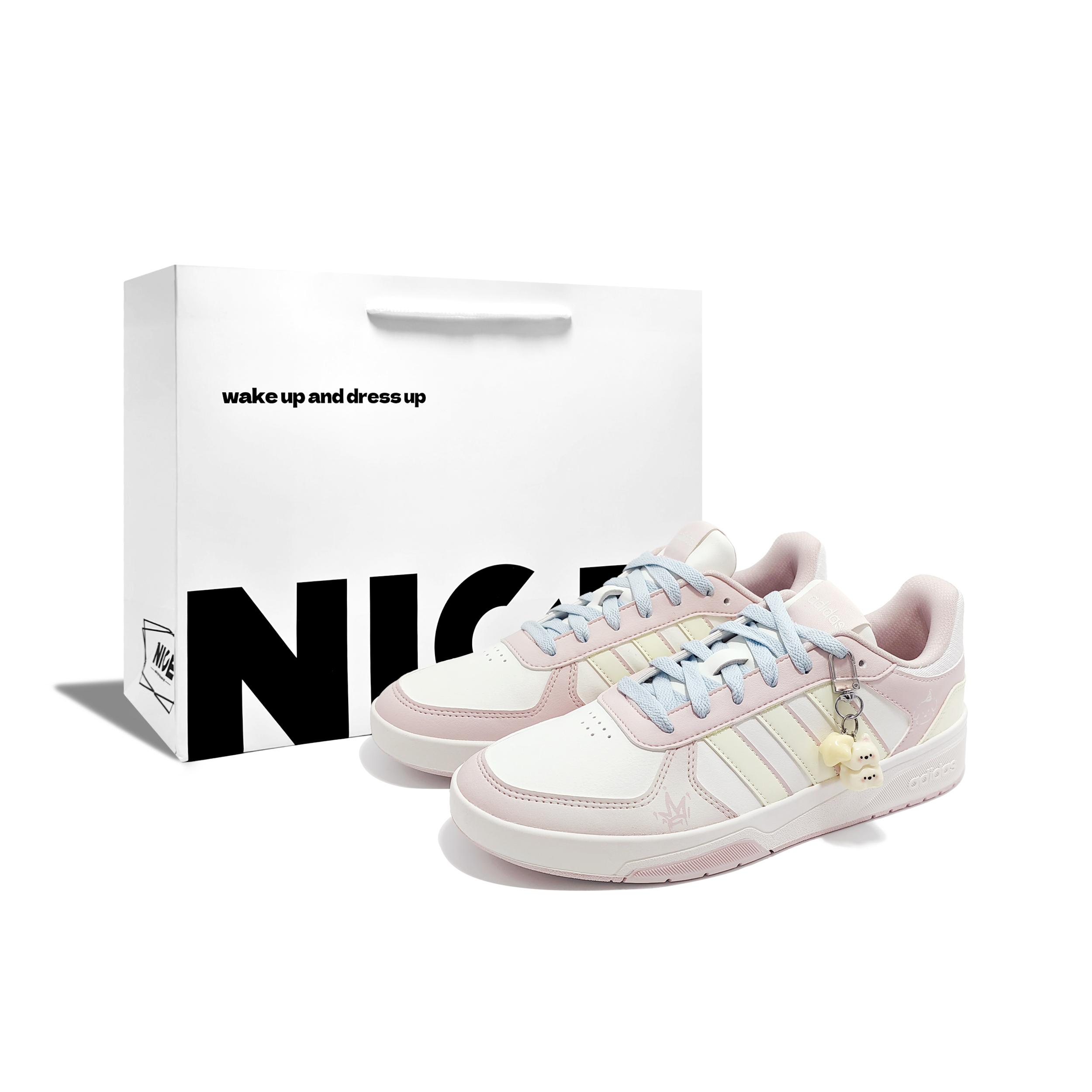 Adidas COURTBEAT Cream Puff Puppy R Synthetic Leather, Textile Cushioning Abrasion Resistant Slip Resistant Low top KI6785(Team2087--BOX) 35⅔