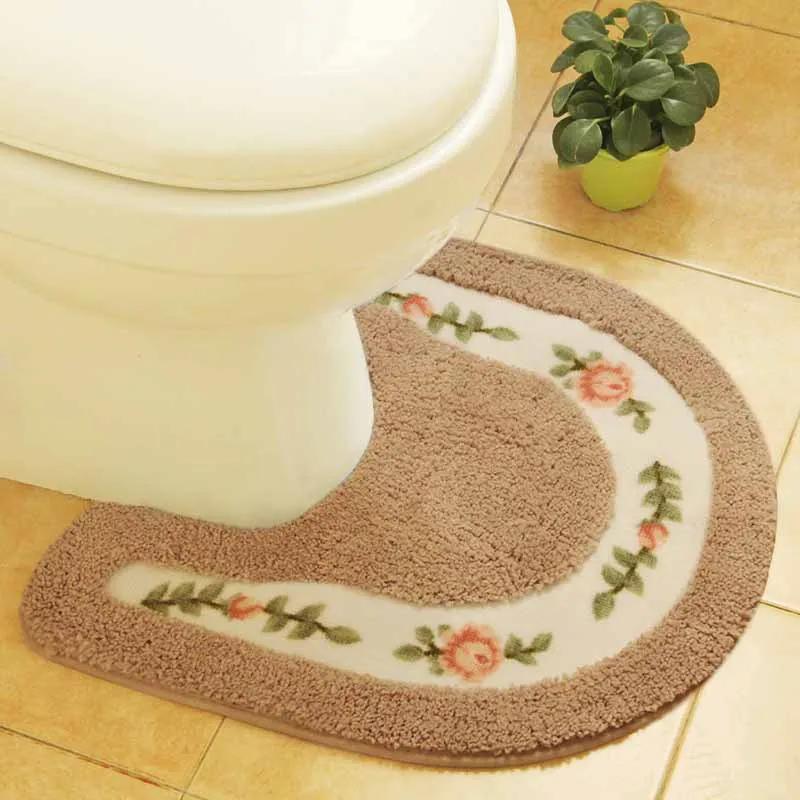 Rural U-shaped Toilet Seat Cushion Bathroom Absorbent Floor Mat Door Mat Waterproof and Anti Slip Carpet