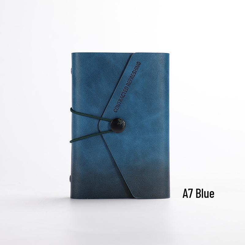 Nostalgic A6 Loose-Leaf Notebook with Retro Binding & Strap - Small A7 6-Hole Creative Pocket Journal with Logo A7