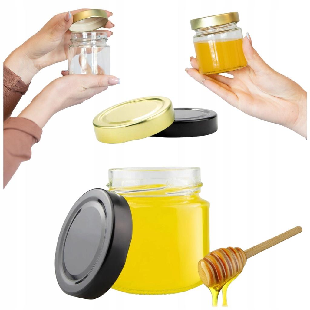 5X Słoik Szklany Atena 225 Ml + Wysokie Wieczko Fi66 Na Dżem Świeczki Miód