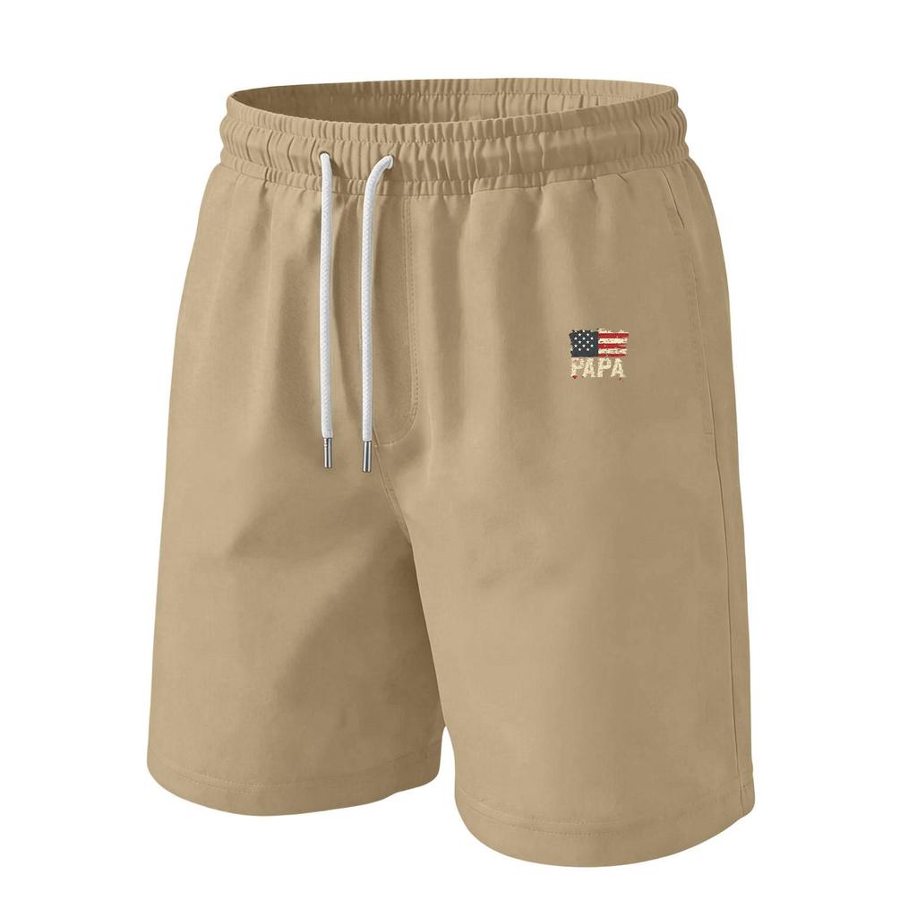 Men's Father's Day & Independence Day Flag Printed Casual Drawstring Waist Shorts