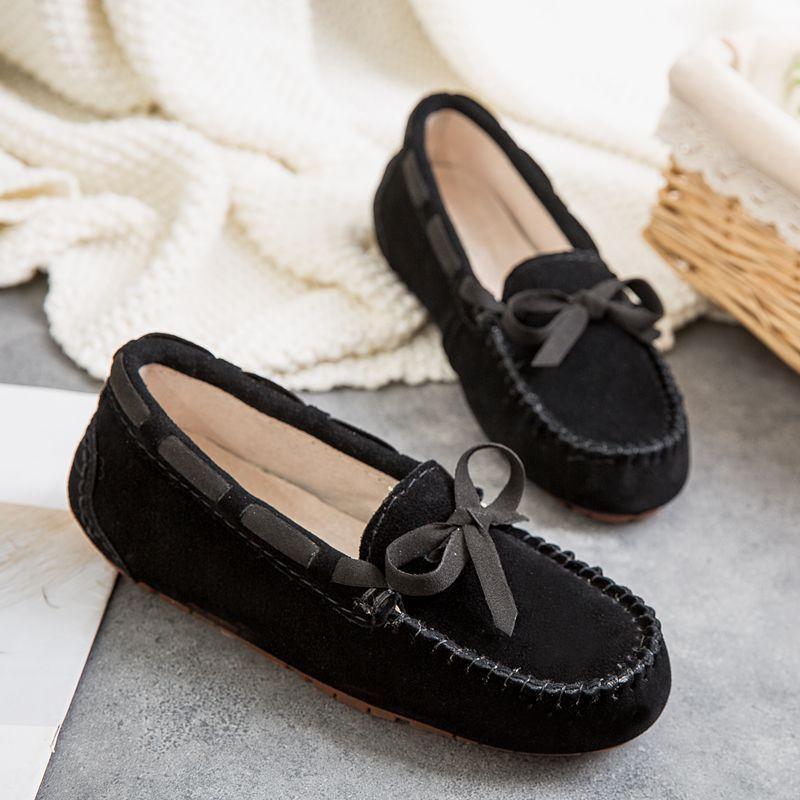 Doudou Shoes Women's New Spring and Autumn Single Shoes Leather Soft Sole Summer Casual Non-slip Pregnant Women Mother Flat Shoes