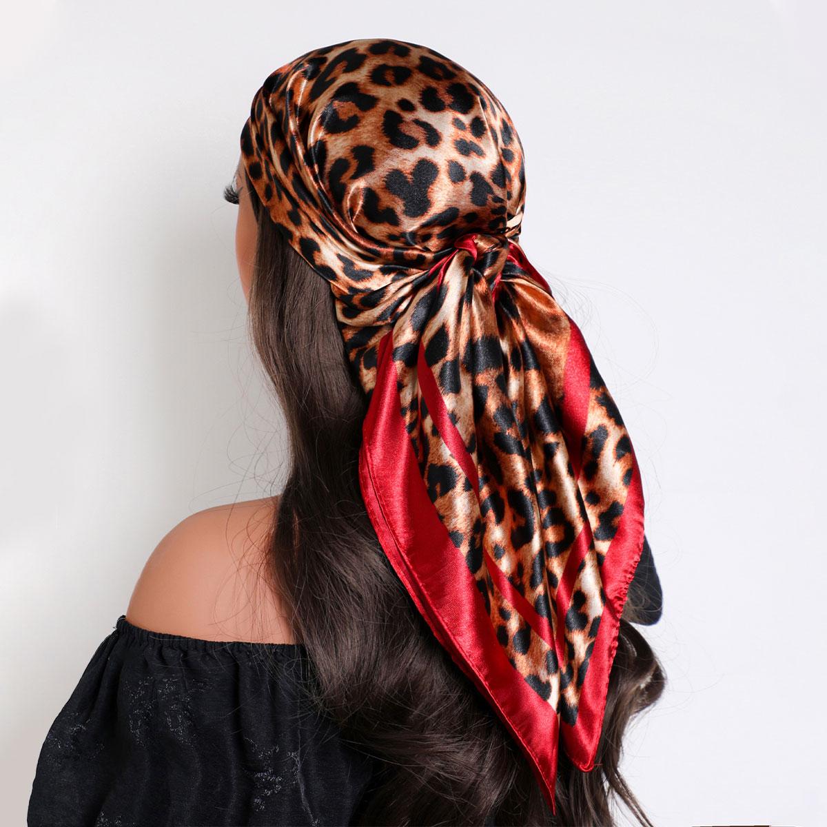 

90*90Cm Silk Scarf Scarftop Headwraps Women Four Seasons Hair Scarve Hijab Foulard Iuxe Bandana Femme Headscarf