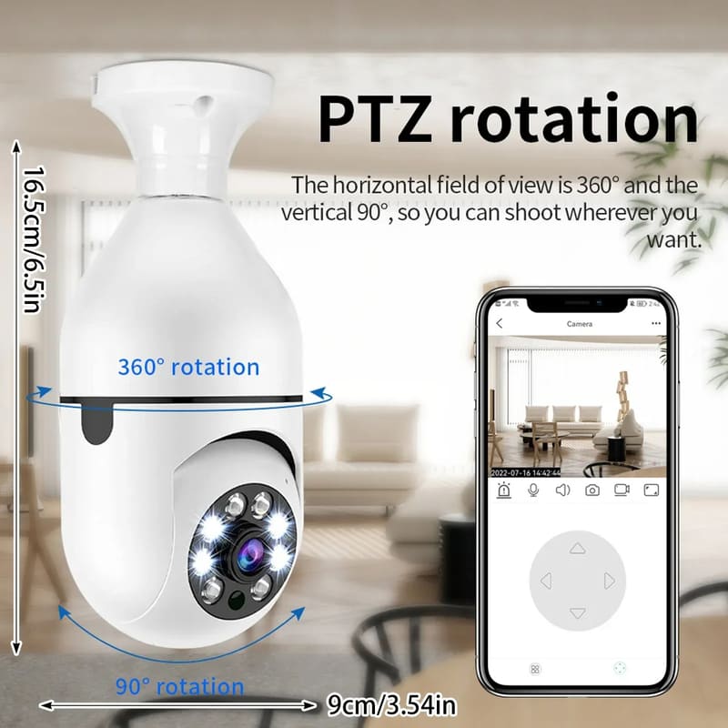 8MP E27 Bulb Wifi Surveillance Camera Indoor 4X Digital Zoom AI Human Detect Full Color Night Vision Wireless Cameras Smart Home