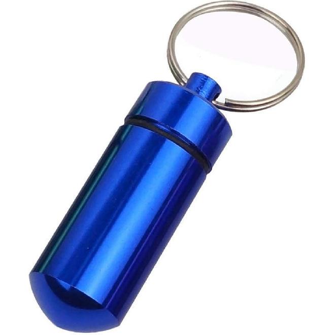 Portable Mini Travel Pill Case Bottle,4 Pcs Aluminum Waterproof Pill Box for Vitamin Holder Case,Metal Pill Keychain for Outdor Camping Traveling