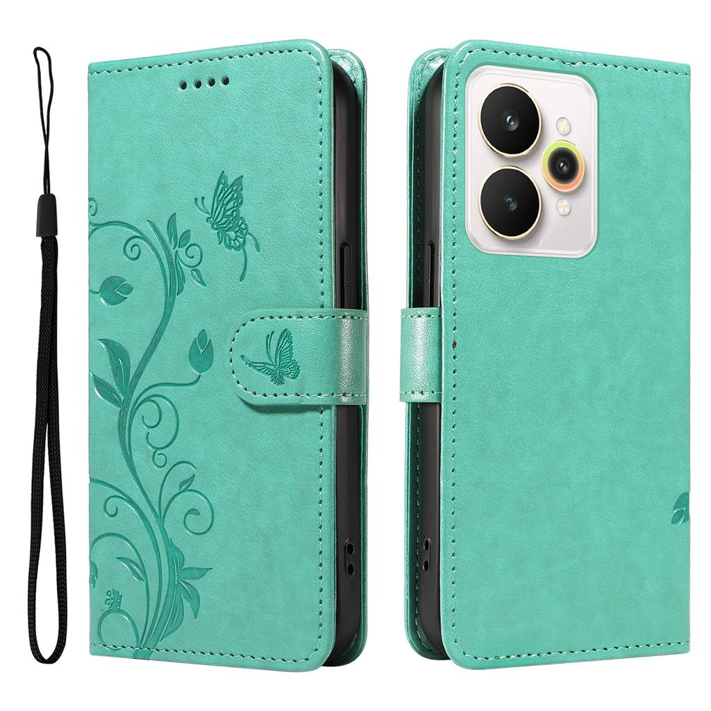 For Realme 15T 5G/Realme 15 5G PU Leather Cases Flower Pattern Wallet Stand Phone Cover with Strap